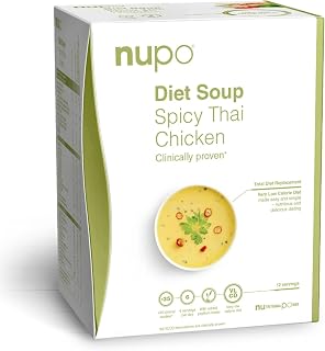 NUPO® Diät Suppe (Spicy-Thai Chicken) | Glutenfrei & Wenig Kalorien | Eiweißreicher Mahlzeitenersatz Pulver Fastensuppe | Diät Suppen zum Abnehmen | Vitamine & Mineralstoffe | Low Carb Suppen