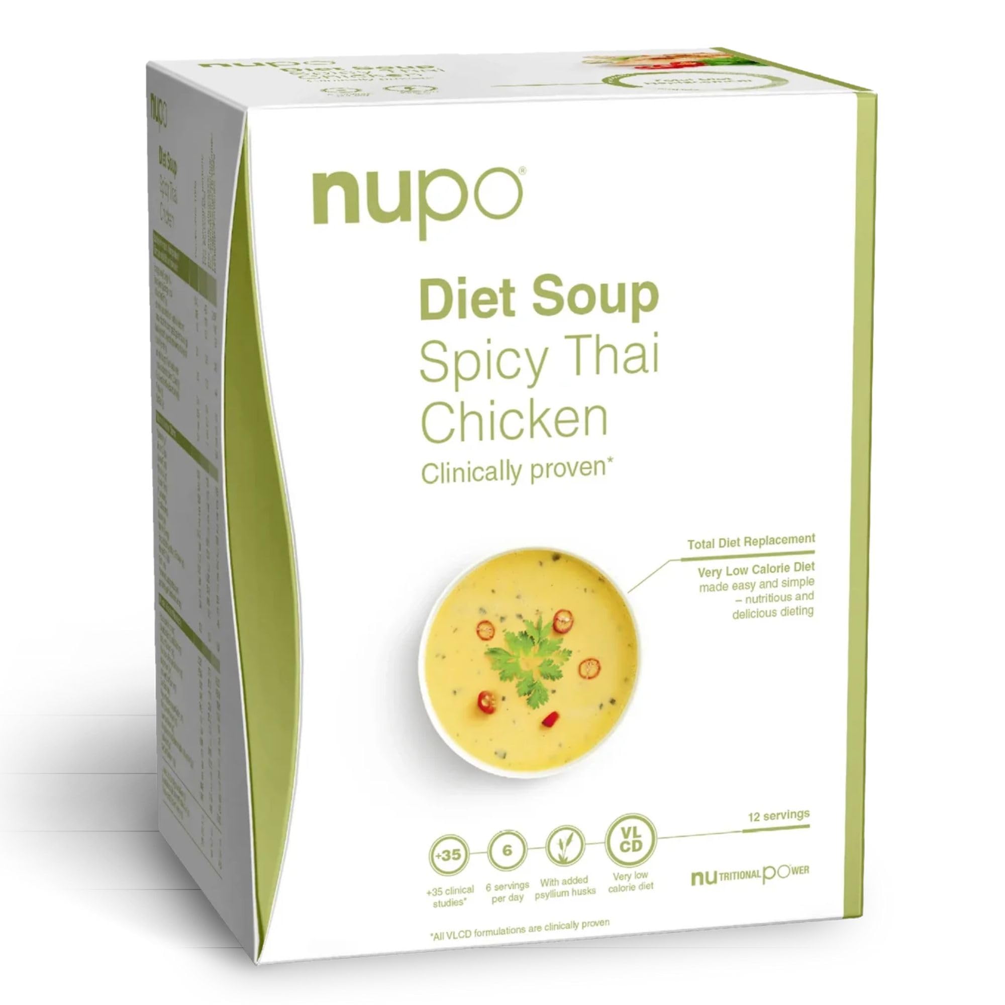 NUPO® Diät Suppe (Spicy-Thai Chicken) | Glutenfrei & Wenig Kalorien | Eiweißreicher Mahlzeitenersatz Pulver Fastensuppe | Diät Suppen zum Abnehmen | Vitamine & Mineralstoffe | Low Carb Suppen
