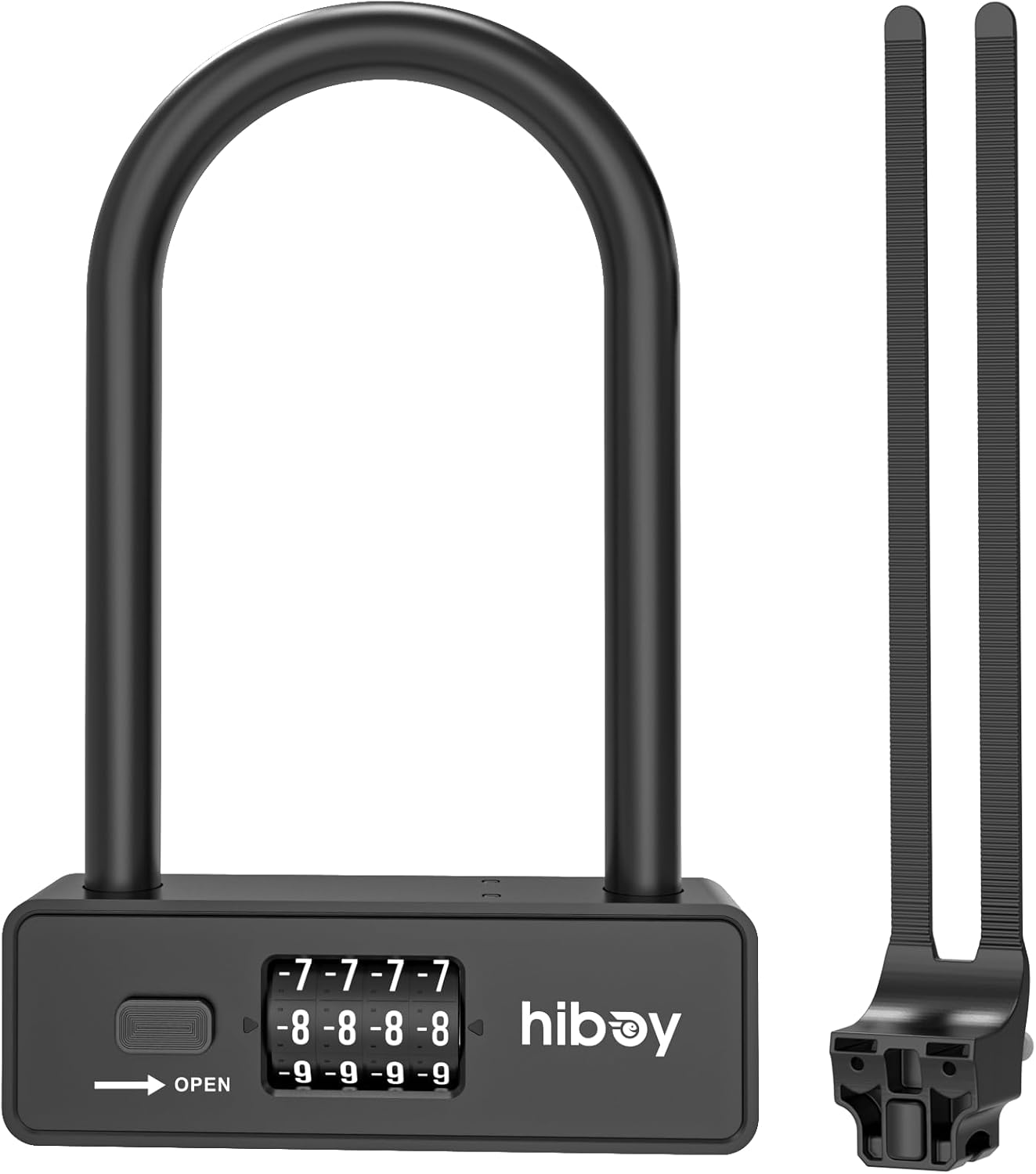 Hiboy Bike Combination U-Lock, Anti-Theft Security Bicycle Lock with Mounting Bracket, 10mm Steel Shackle U-Lock for Scooters & Bikes