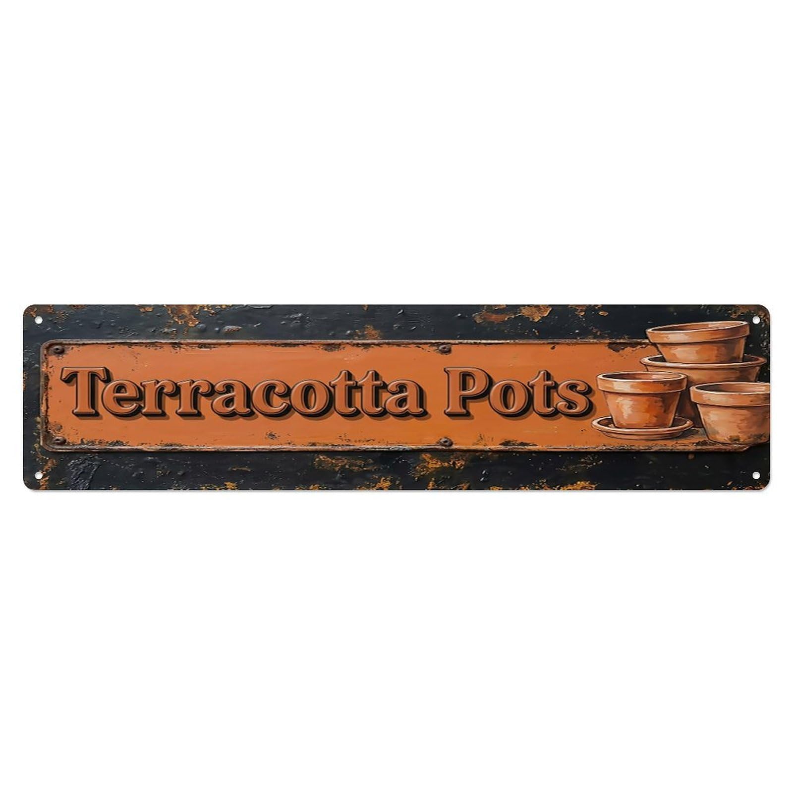 Vintage Terracotta Pots Handmade Farmhouse Metal Tin Sign