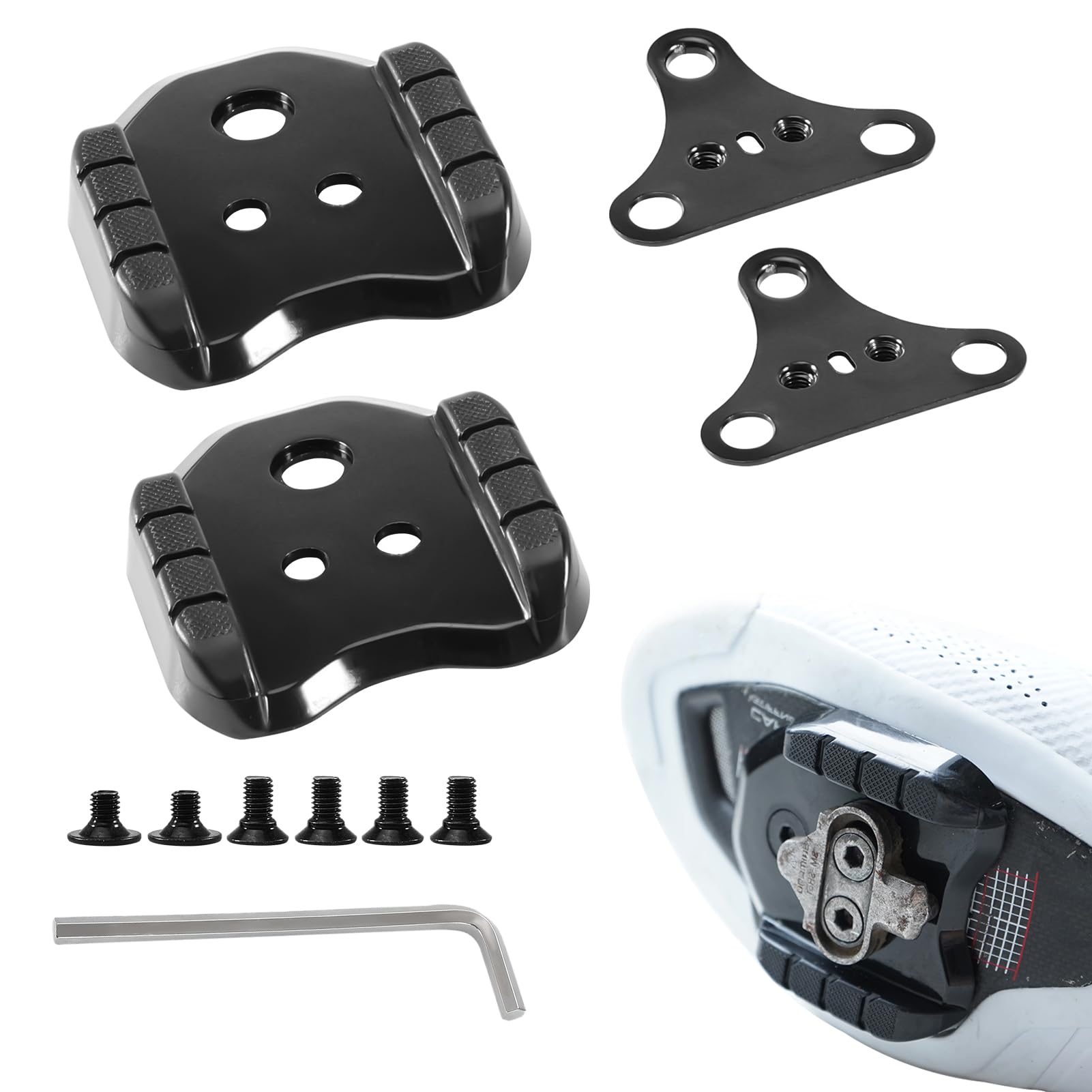 2 adattatori per bicicletta Cleats compatibili con adattatore per piastra Shimano SPD SM-SH41, per scarpe da bicicletta, 3 fori, piastre per pedale, adattatore per borchie e borchie per bicicletta