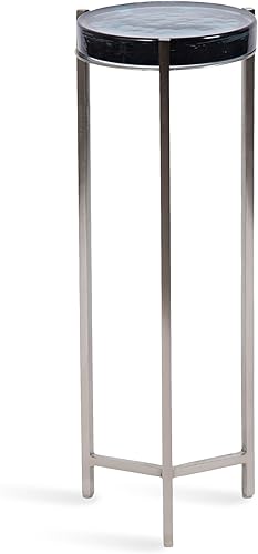 Miniatura 13 de Kate and Laurel Aguilar - Mesa moderna para bebidas; 9 x 9 x 23; piedra natural y oro; mesa decorativa de cuarzo genuino para espacios pequeños