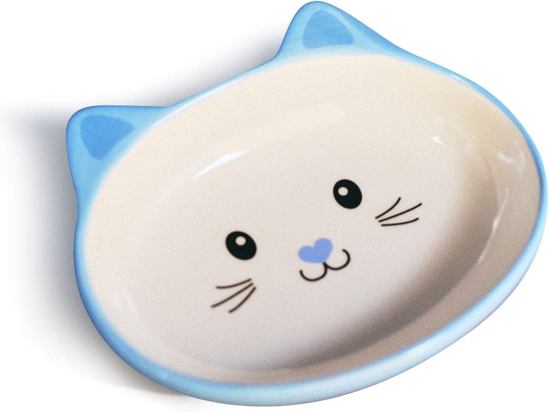 MushroomCat Ceramic cat Bowl Cat Face Lovely (Blue)