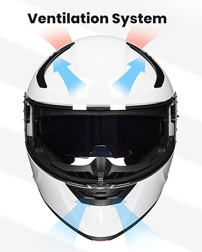 Miniatura 3 de ILM Casco de motocicleta para adultos, con doble visera, abatible, modular de cara completa, modelo DOT WS206 (blanco, XXL)