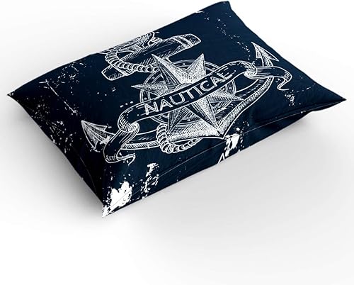 Miniatura 2 de Juego de ropa de cama de 4 piezas, juego de funda de edredón de nudo náutico marino, brújula, ancla y mundo marino, ultra suave y fácil de cuidar,