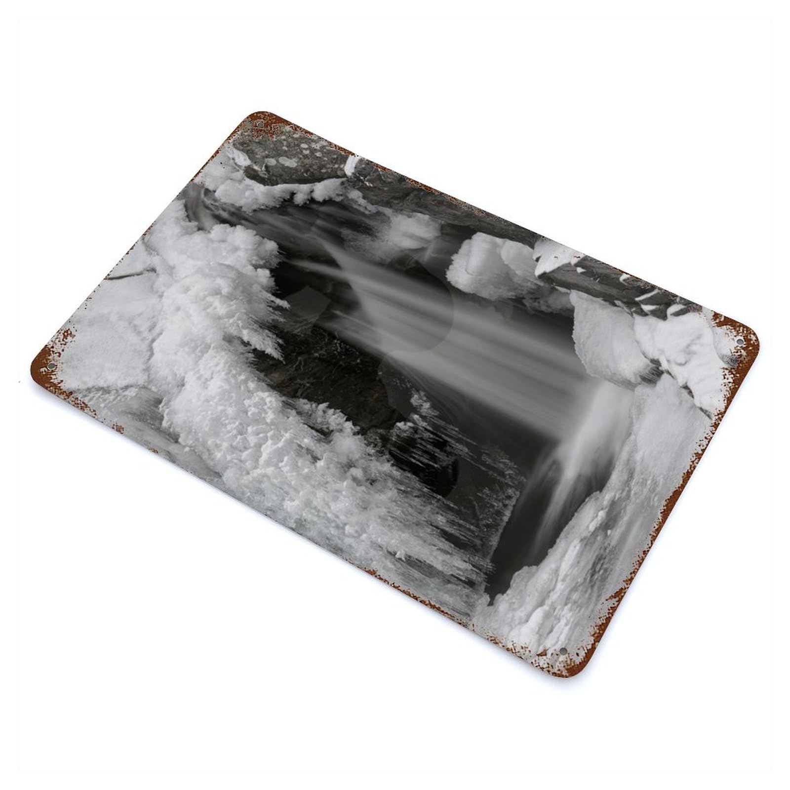 Frozen Falls of Bruar 11.8"x7.9" Rustic Tin Plaque, Novelty Wall Decor for Living Room, Hallway And Home Decor