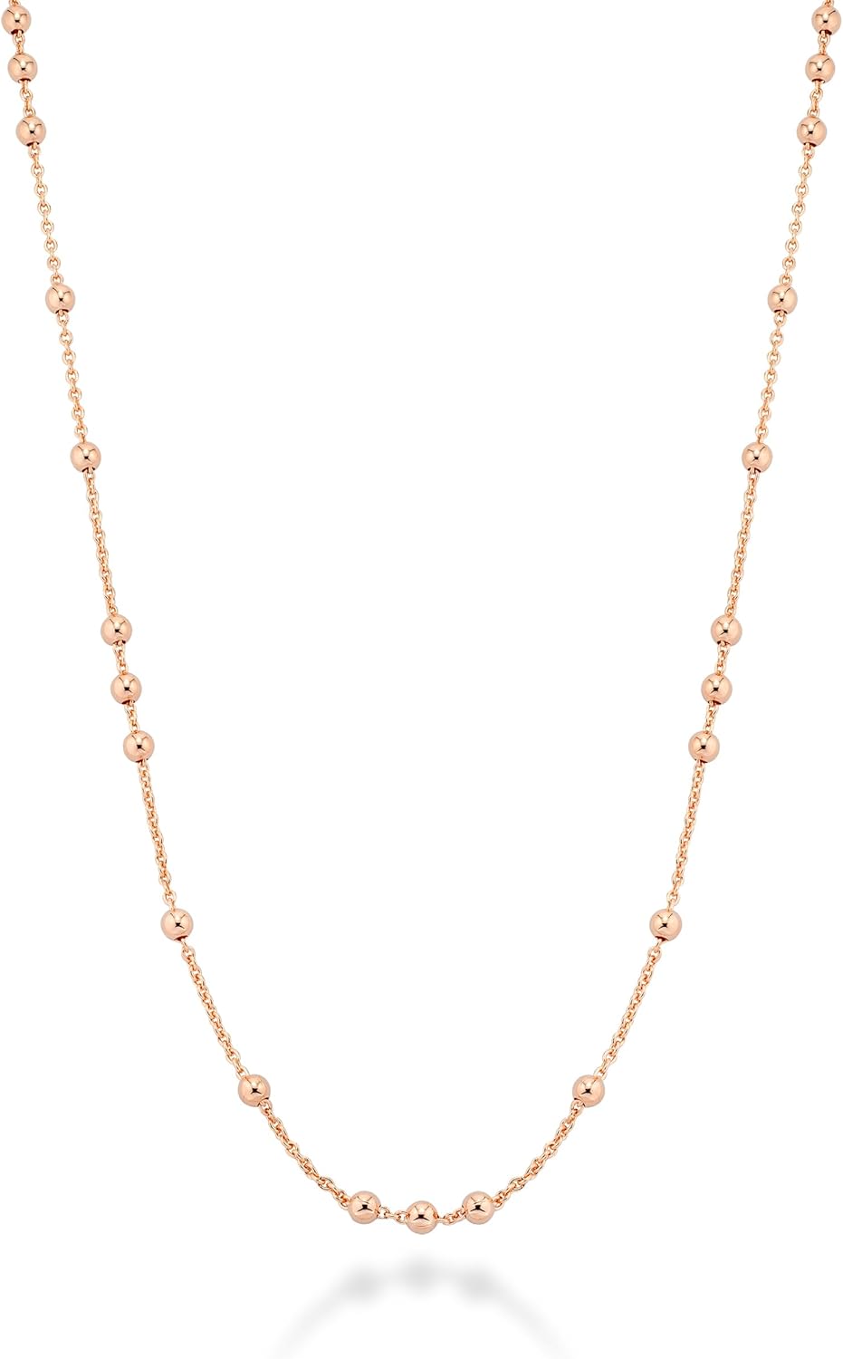 Miabella Italian 18K Yellow or Rose Gold Plated Beaded Ball Rosary Long Wrap Layering Station Chain Necklace for Women, 60"