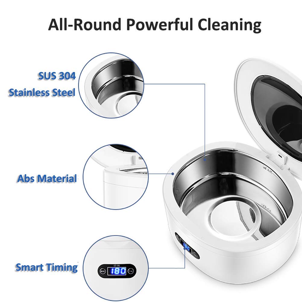 Ultrasone sieraden Cleaner, Ring Cleaner Ultrasonic | Reinigingsmachine ultrasoon | Digitale timer, automatische wasmachine met stille functie voor bril, ringen, horlogeband, oorbellen, thuis, reisgeb