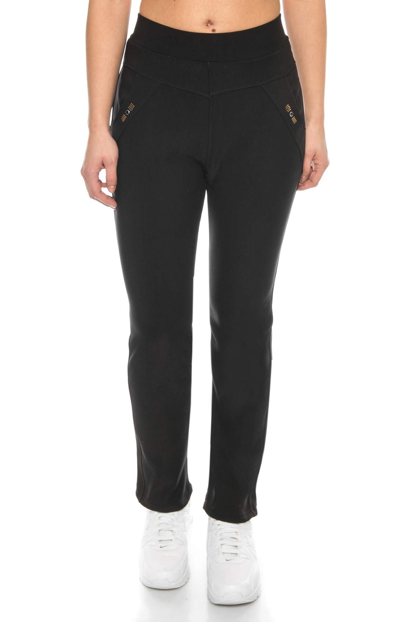 Kendindza - Pantalones térmicos para mujer, con forro polar interior, opacos y con bolsillos