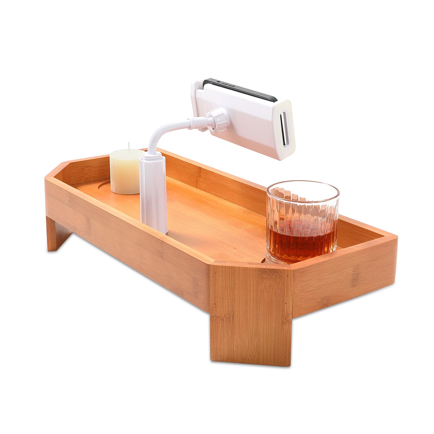 Eco Pooltech Spa Geschenkset Frauen, Badewannenablage aus Bambus Entspannung Geschenk für Frauen Männer rutschfeste Whirlpool Tisch mit Getränkehalter & Handyhalter Spa Set