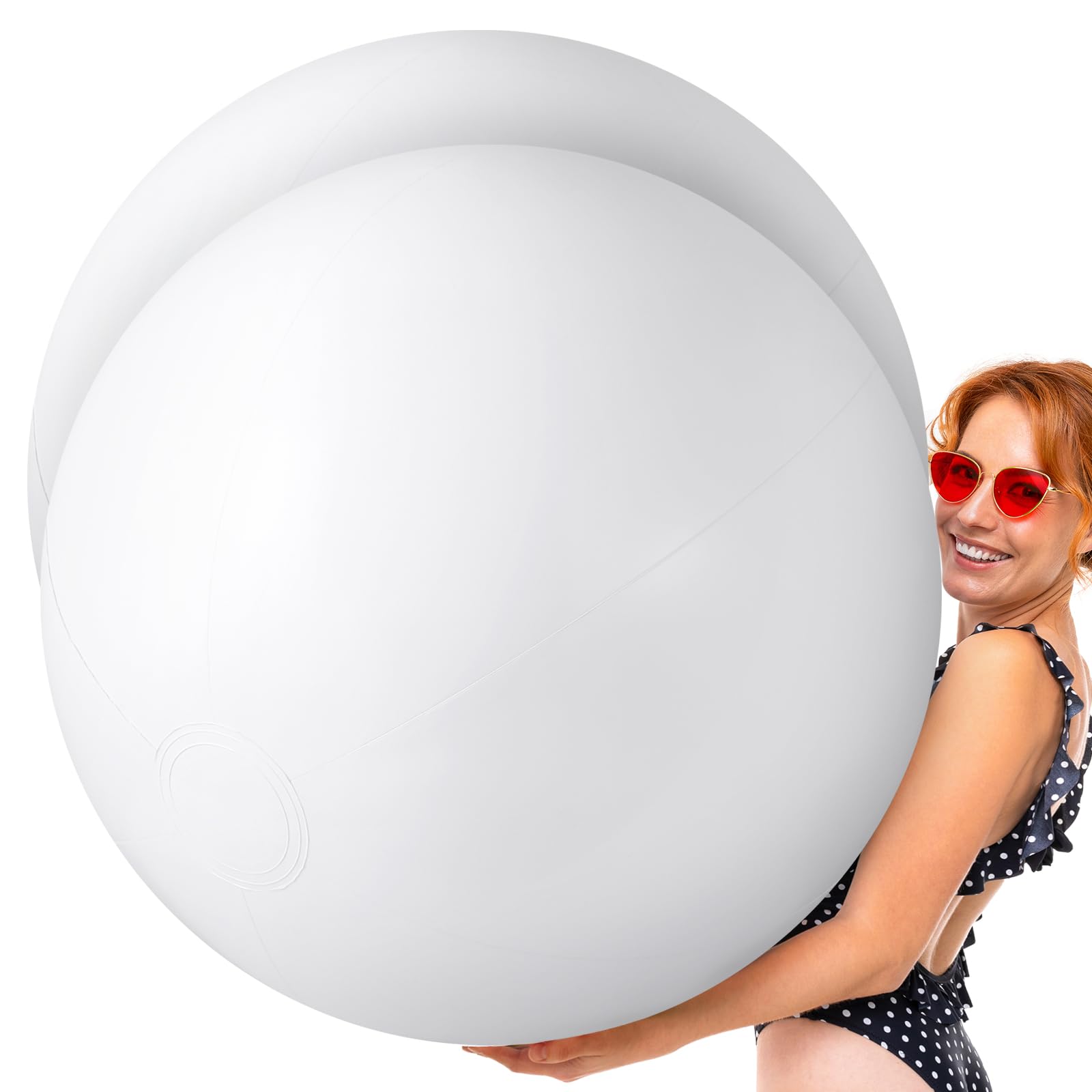 Gemscream 6.5 Feet White Giant Beach Ball Large Inflatable Ball Swimming Pool Party Ball for Summer Beach Massive Beach Decorations Supplies for Water Games Birthday Pool Party(2 Pcs)