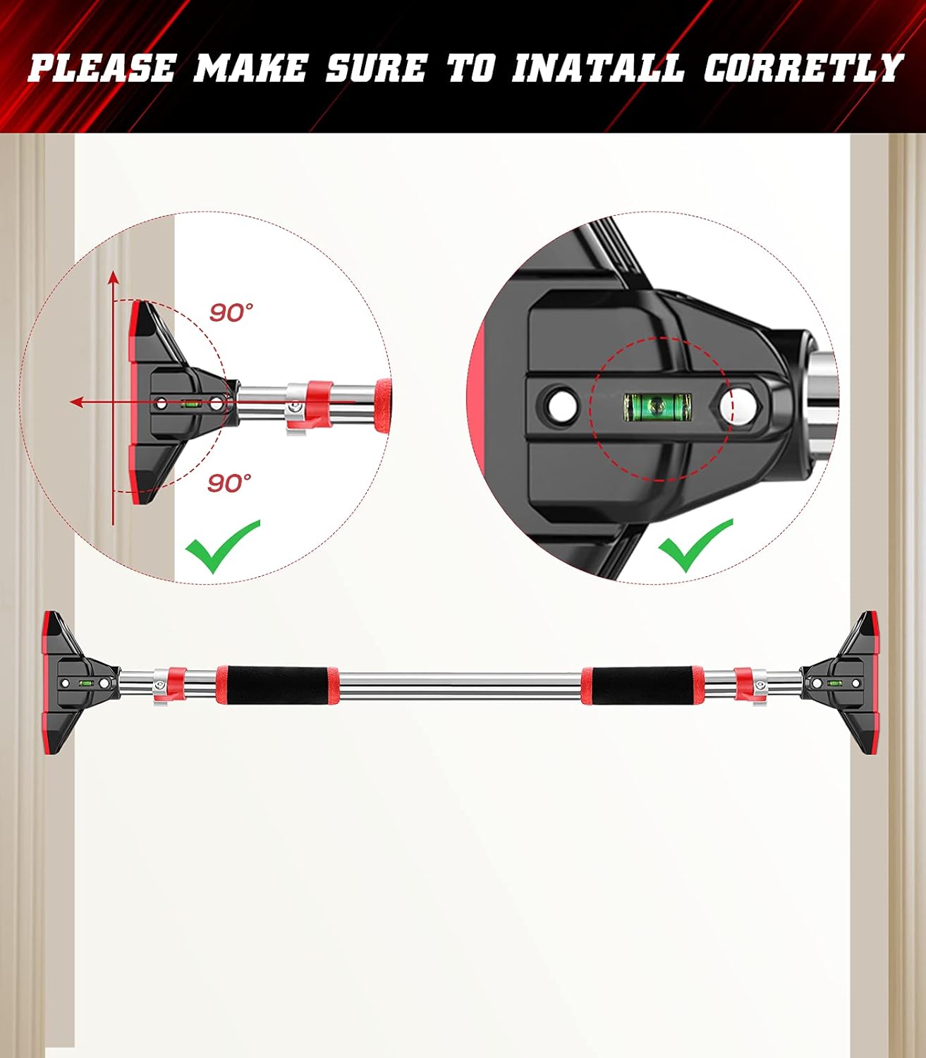 JZBRAIN Pull Up Bar, Pullup Bar for Doorway No Screw Installation Strength Training Pull-Up Bars with Automatic Locking, Adjustable Width for Home Gym Exercise Fitness 440 LBS : Sports & Outdoors