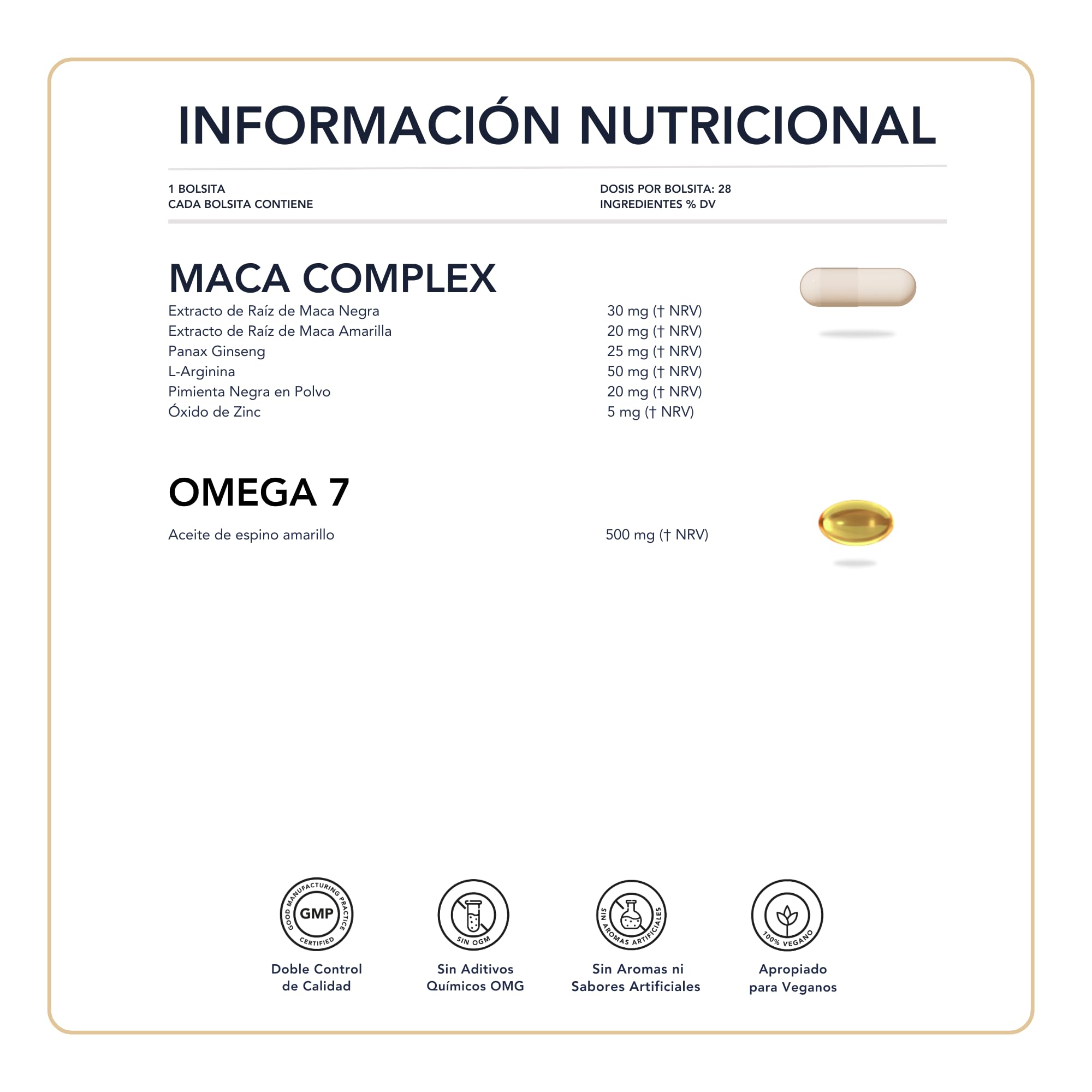 Maca Negra, Maca Anadina, Ginseng, L-Argenina y Omega 7 – Gestión equilibrio y bienestar integral, Sin OGM, 2 Suplementos en 1 Paquete para a confianza y el máximo rendimiento | 28 sachets diarios
