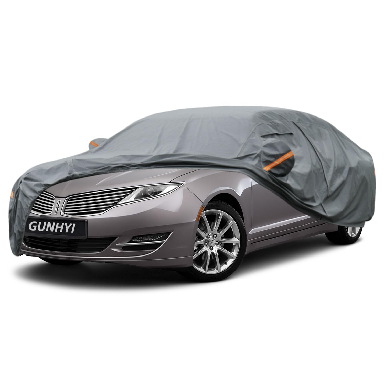 GUNHYI Premium Car Cover Custom Fit Lincoln MKZ, 16 Layers Heavy Duty Car Cover Waterproof All Weather with Zipper Door for Sun Rain Snow Dust Uv Protection