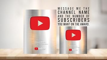 Custom YouTube Play Button Display Acrylic Plaque, Your Personalization on Your own Creator Award, Great idea Social Media Sign. 10x15cm / 4x6 Inches, Black, Message the name and number of follower