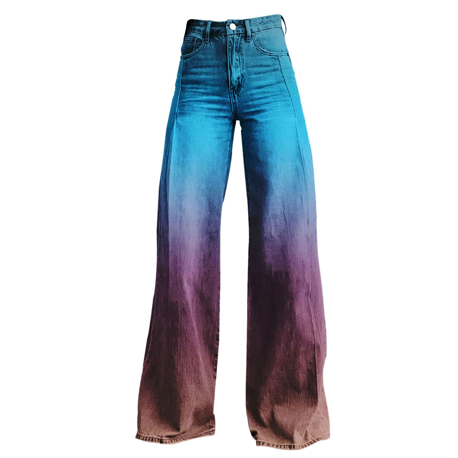 Jeans da donna a vita alta, pantaloni a gamba larga, jeans da donna, stile retrò, pantaloni in denim, taglie grandi, con tasche e bottoni, anni '70
