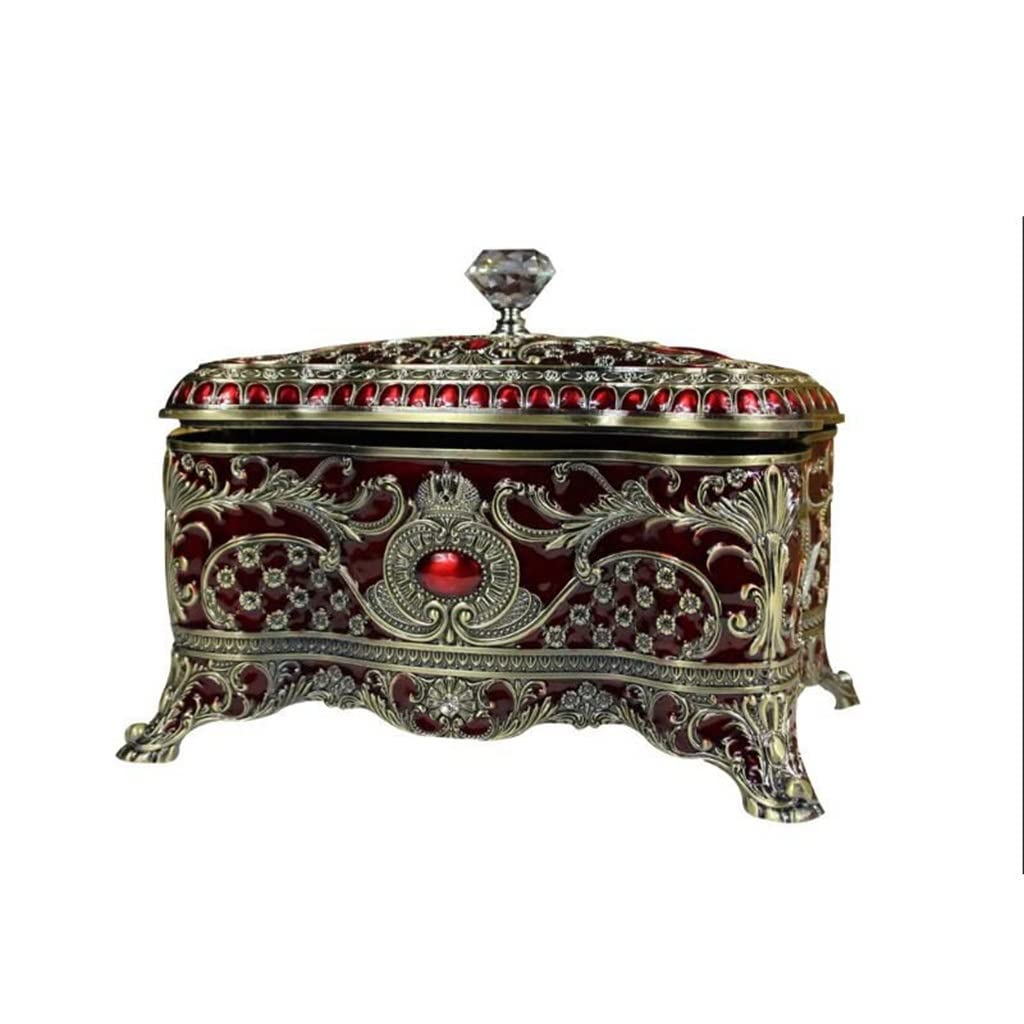 Boîte de rangement en métal bronze pour bijoux et cosmétiques de style vintage