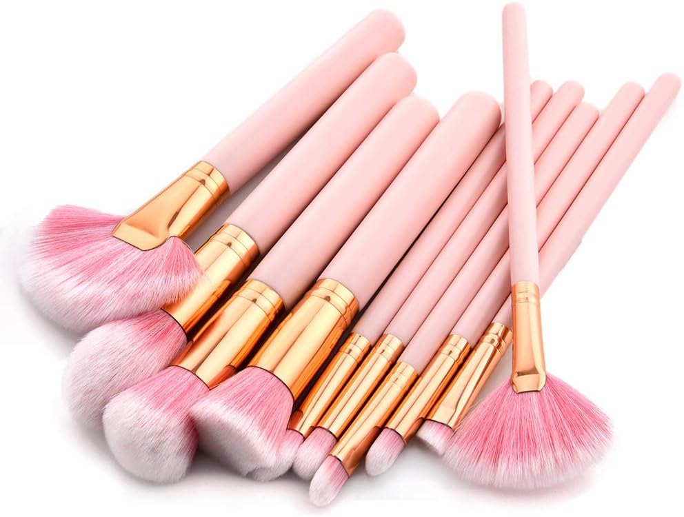 Makeup Brushes Set 10 pcs Pink Wood Handle Soft Nylon Bristles Kabuki Makeup Brush Cosmetic Brushes Eyeshadow Eyeliner Blush Brushes