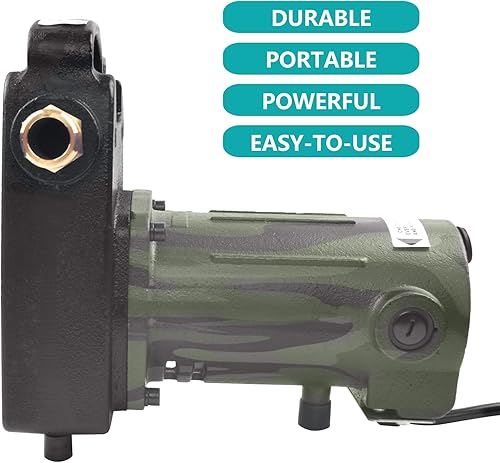 Miniatura 4 de TIGEROAR Bomba de transferencia de agua de 120 V, 1560 GPH de hierro fundido, bomba portátil de 12 HP con cable de alimentación de 6 pies para bomba