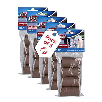 Petsy - Trixie Dog Dirt/Poop Bags Biodegradable Brown, 4 Rolls of 10pcs | Multi Packs (Pack of 5)
