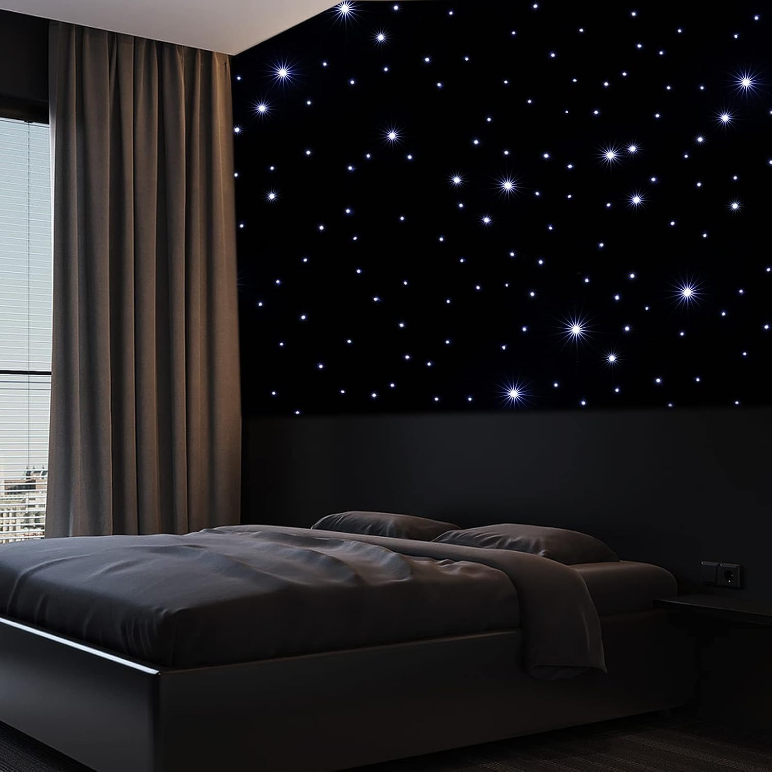 Fondo De Escenario Led, Cortina De Luces Led En Forma De Estrella De 4x4 M / 3x6 M Con Controlador Dmx512, Control Remoto, Tela De Terciopelo Con Cielo Estrellado Para Bodas, Fiestas Y Dj White