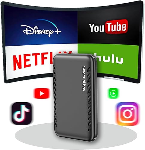 El Drivebox Pro para auto Autoflix, LLYYEE 4 en 1, adaptador inalámbrico Android Auto y adaptador inalámbrico CarPlay con NetflixYouTubeScreen