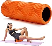 CINDALOG 15" High Density Foam Roller with Wave Texture - Deep Tissue Massage for Back, Legs, Yoga, Pilates, Full Body Recovery (Orange)