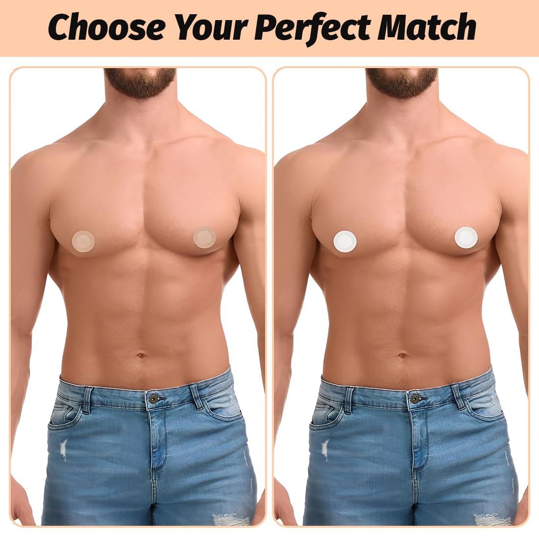 Copertine per capezzoli da Uomo, 100 Pezzi (50Pairs) Copricapezzoli per Uomo, Copri Capezzoli Adesivi, Anti-Sudore, Anti-Chafing, Invisibile e Confortevole per Corsa, Sport, Uso Quotidiano