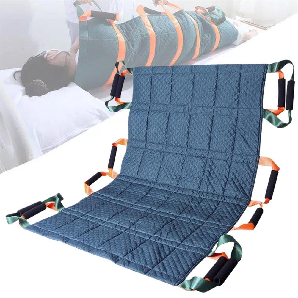 Tavola di trasferimento paziente con imbracatura di sollevamento e design a 12 maniglie, cuscinetto girevole lavabile, tessuto Oxford goffrato a 3 strati, carico sicuro 115 kg per la manipolazione del