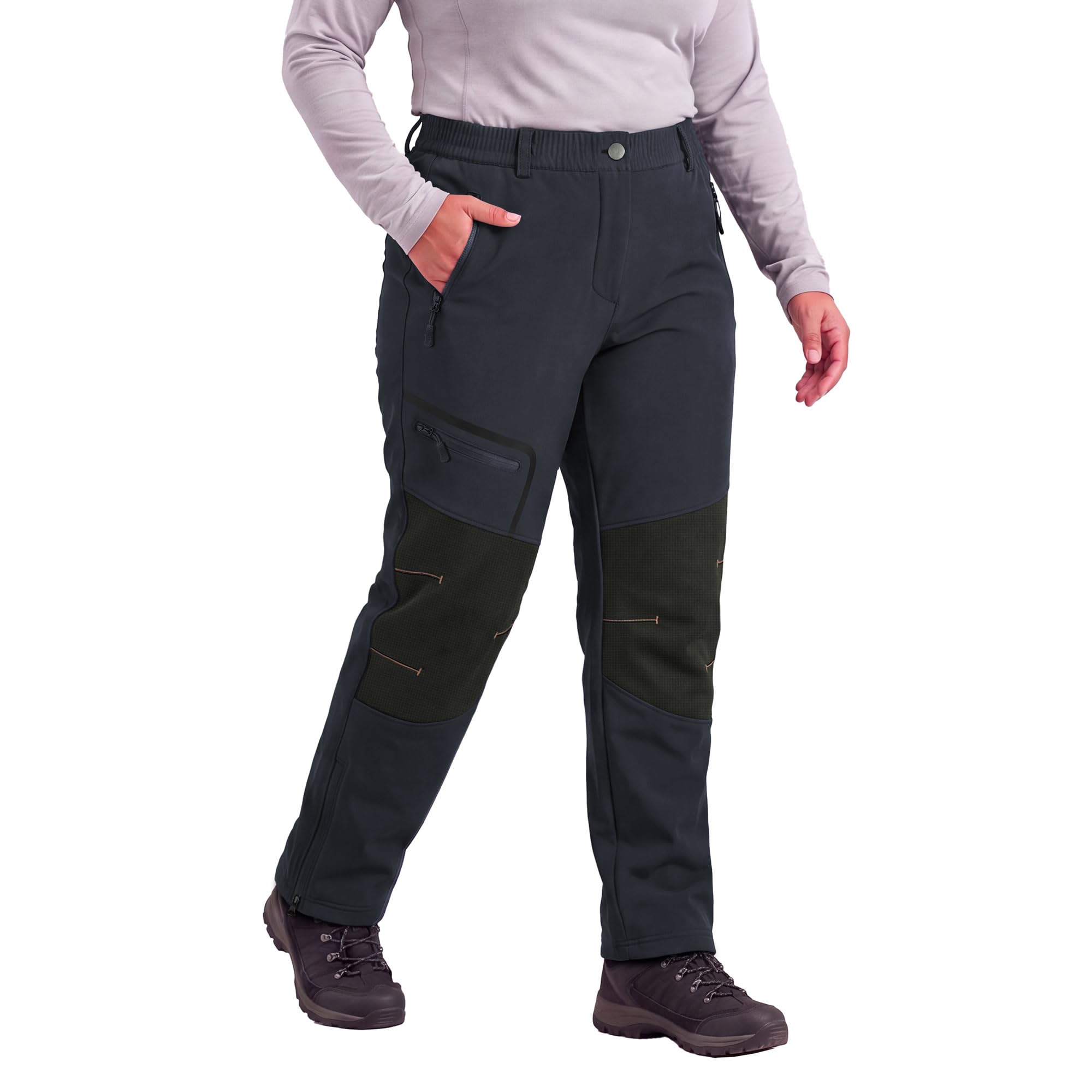 Women's Plus Size Fleece Lined Hiking Pants Softshell Winter Pant 2XL-7XL