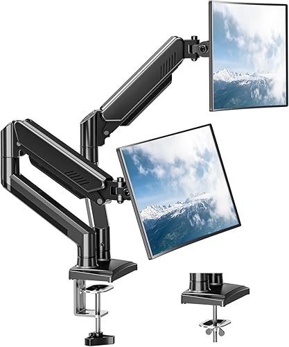 Miniatura 1 de Soporte de monitor doble para pantalla de computadora de 17 a 32 pulgadas, soporte de brazo de monitor doble de 4.4 a 19.8 libras cada uno, soportes