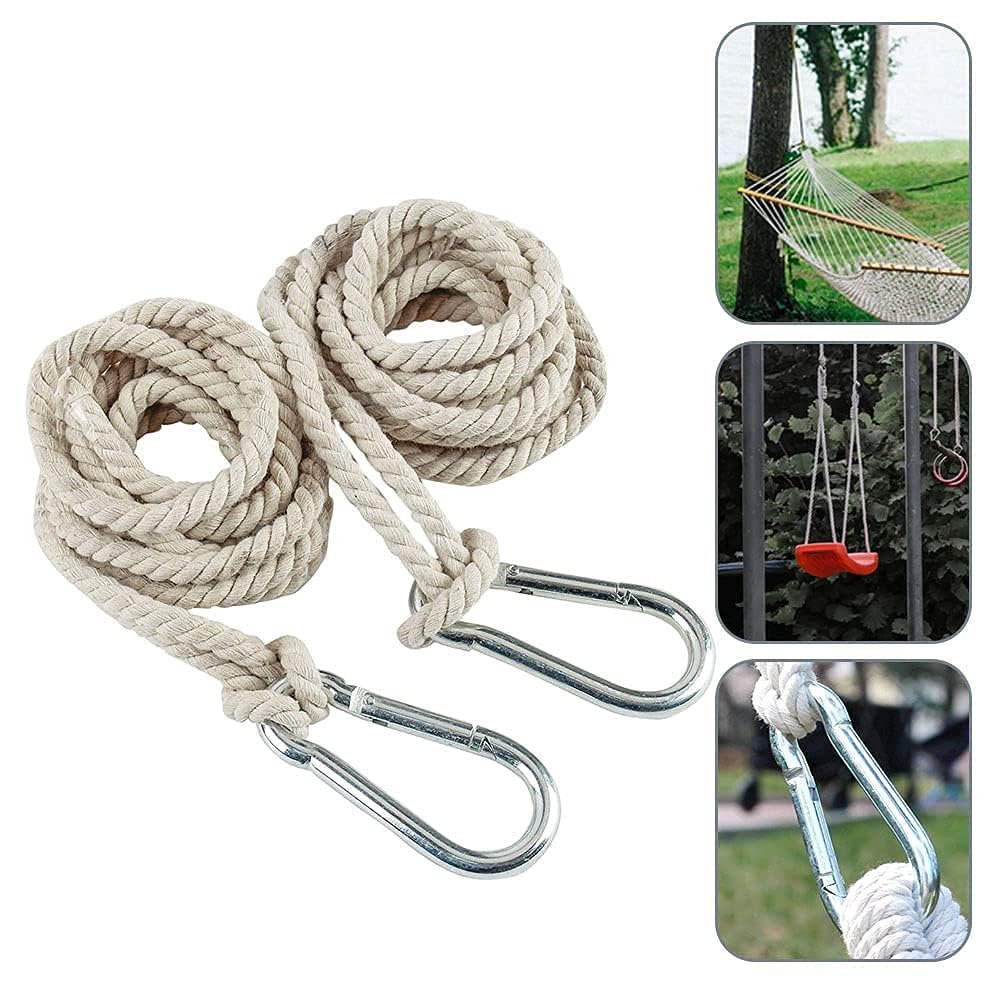 Corda per altalena per albero, 2 pezzi, cinghia per appendere l'amaca all'albero con ganci resistenti, per interni ed esterni, set di accessori per altalena (corda singola da 4 m)