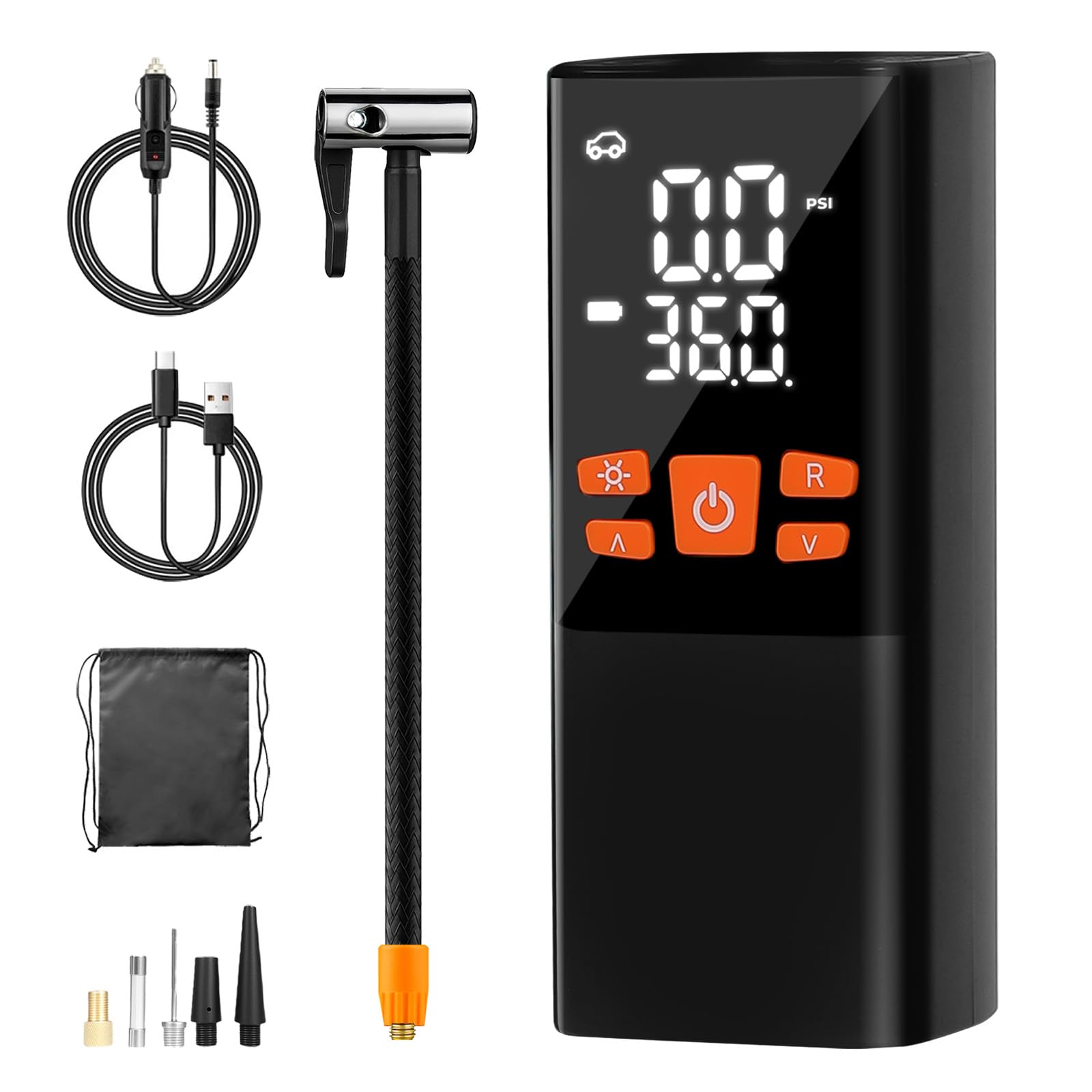 Corded/Cordless Dual Purpose Digital Tire Inflator,Portable Air Compressor, Car tyre inflator,Supports Preset Tire Pressure and Auto Shutoff