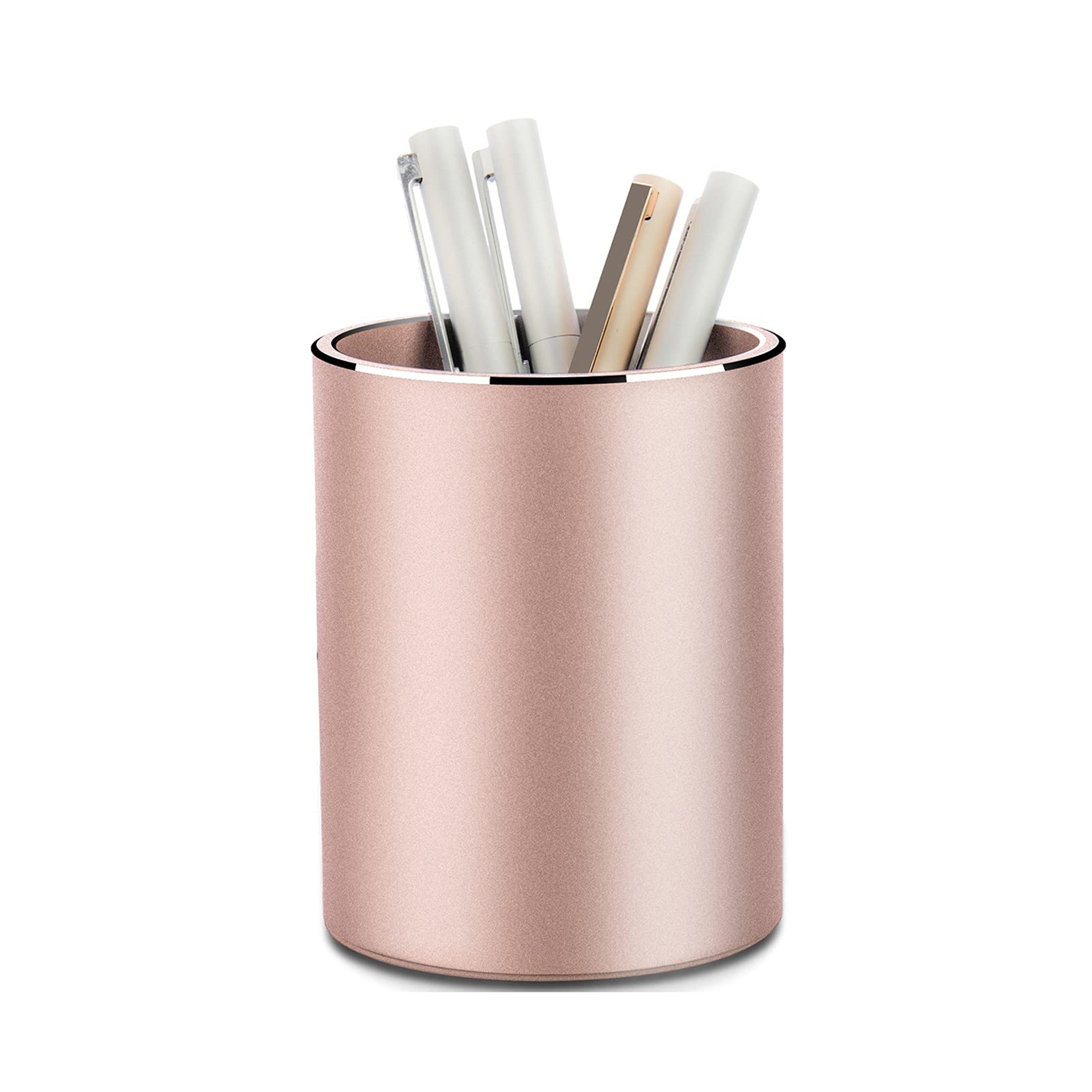 Portapenne Metallo Matita Penna Supporto Scrivania Forniture in alluminio Organizzatore e tazza STOCCAGGIO Stazionario robusto Accessori da scrivania (Color : Rose Gold)