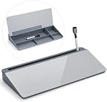 Varhomax Glass Desk Whiteboard Black with Calculator, Desktop Dry Erase White Board with Storage, to Do List Memo Notepad for Home and Office