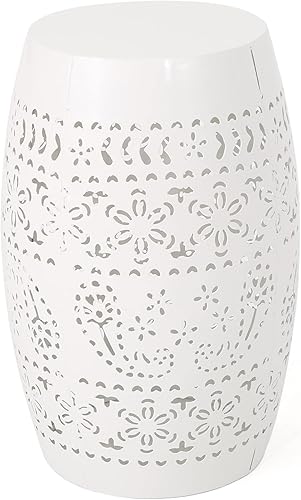 Miniatura 5 de Christopher Knight Home Mesas auxiliares de hierro para exteriores Lilac and Ruby de 12 pulgadas, color blanco