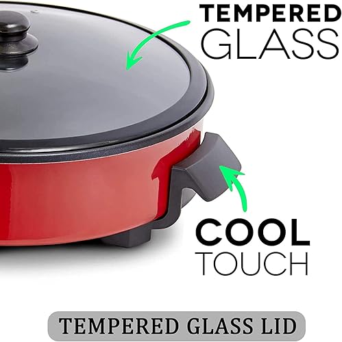 Miniatura 5 de Sartén eléctrica antiadherente familiar de 14 pulgadas para pizza hamburguesas galletas fajitas desayuno y más 5 cuartos de galón