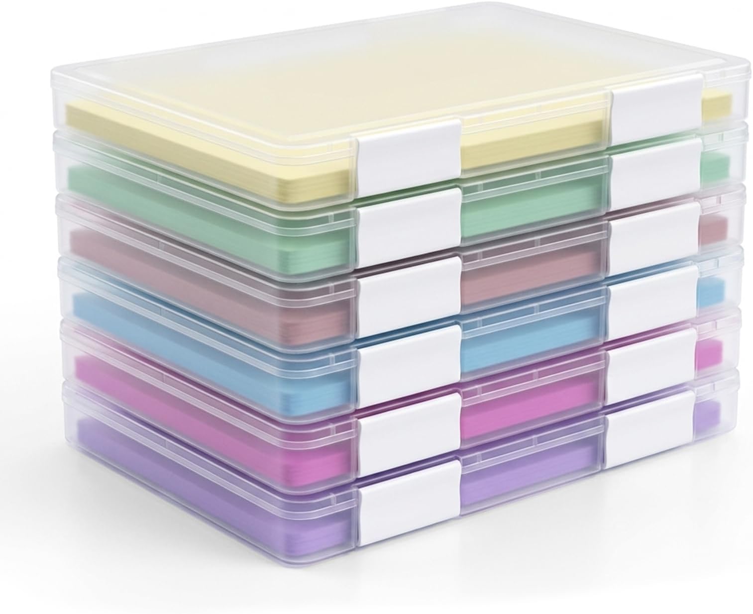 6 Pcs Clear A4 A5 File Box, A4 Paper Organizer Box Scrapbook Paper Storage for 9.8" x 12.4" US Letter Plastic Containers for Craft and Arts Supplies Board Game File Holder Organizer 9" x 12" file case
