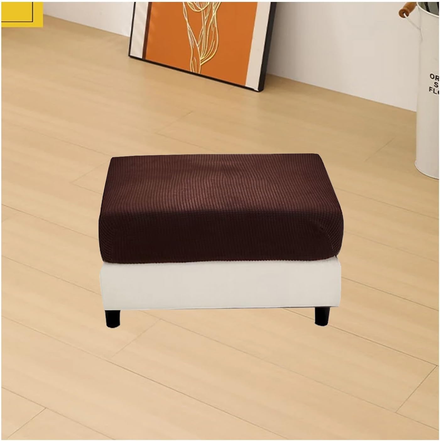 Super Stretch Soft Fit Ottoman Cover Slipcover Square/Rectangular for Foot Stool 20x27in/50x68cm 18x22in/45x55cm Furniture for Living Room with Elastic Bottom，Washable(G10,45-55 cm/18-22 in)