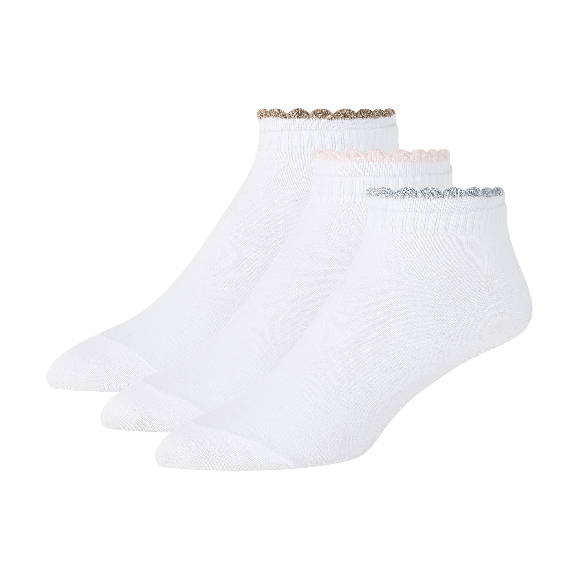 Ted Baker united legwear company, llc Women's 3 Pack Double Cuff Low Cut Socks, White, One Size