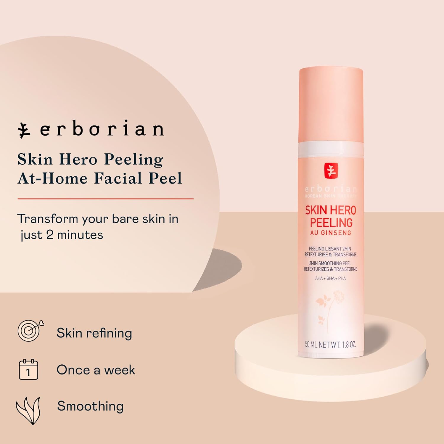 Erborian Skin Hero, Facial Peel with White Ginseng Complex - Home Face Peel Mask Retexturizes, Transforms Texture & Appearance of Fine Lines - Reduces Pores & Imperfections - Korean Skincare - 1.8 Oz - Image 2