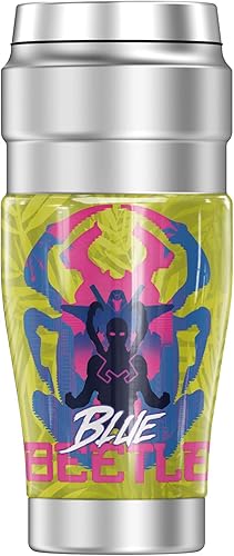 Miniatura 2 de THERMOS Blue Beetle (2023) Official Beetle Palm Silhouettes - Vaso de viaje de acero inoxidable King con aislamiento al vacío y doble pared, 16 onzas