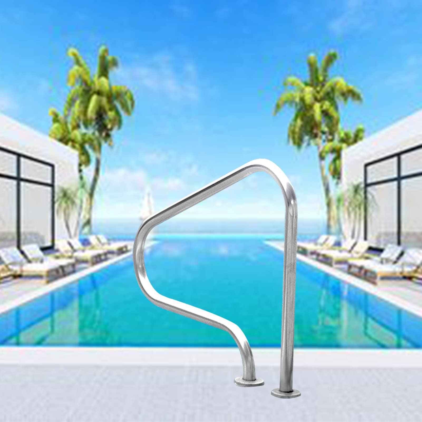 Rampe de descente pour piscine haut de gamme en acier inoxydable durable