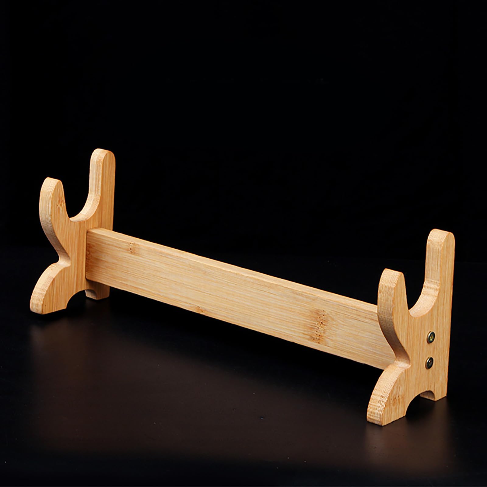 Hjhuua Beige One Layer Solid Wood Display Rack,Natural Bamboo Sword Stand Weapon Holder,Bamboo Flute Display Stand,Katana Sword Display Holder,Desktop Display Stands (Wood Color)