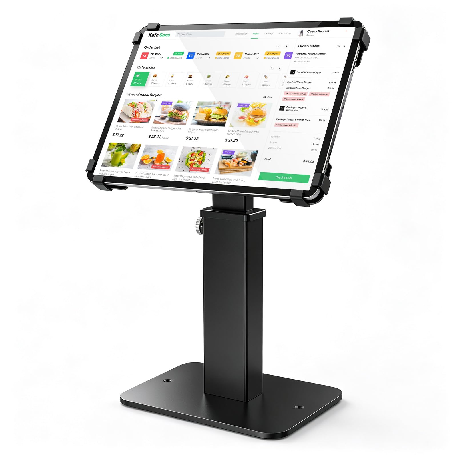 Supporto antifurto per iPad con base resistente, regolabile in altezza a 360°, supporto per tablet POS da scrivania, supporto di sicurezza in alluminio e acciaio, adatto per iPad e tablet da