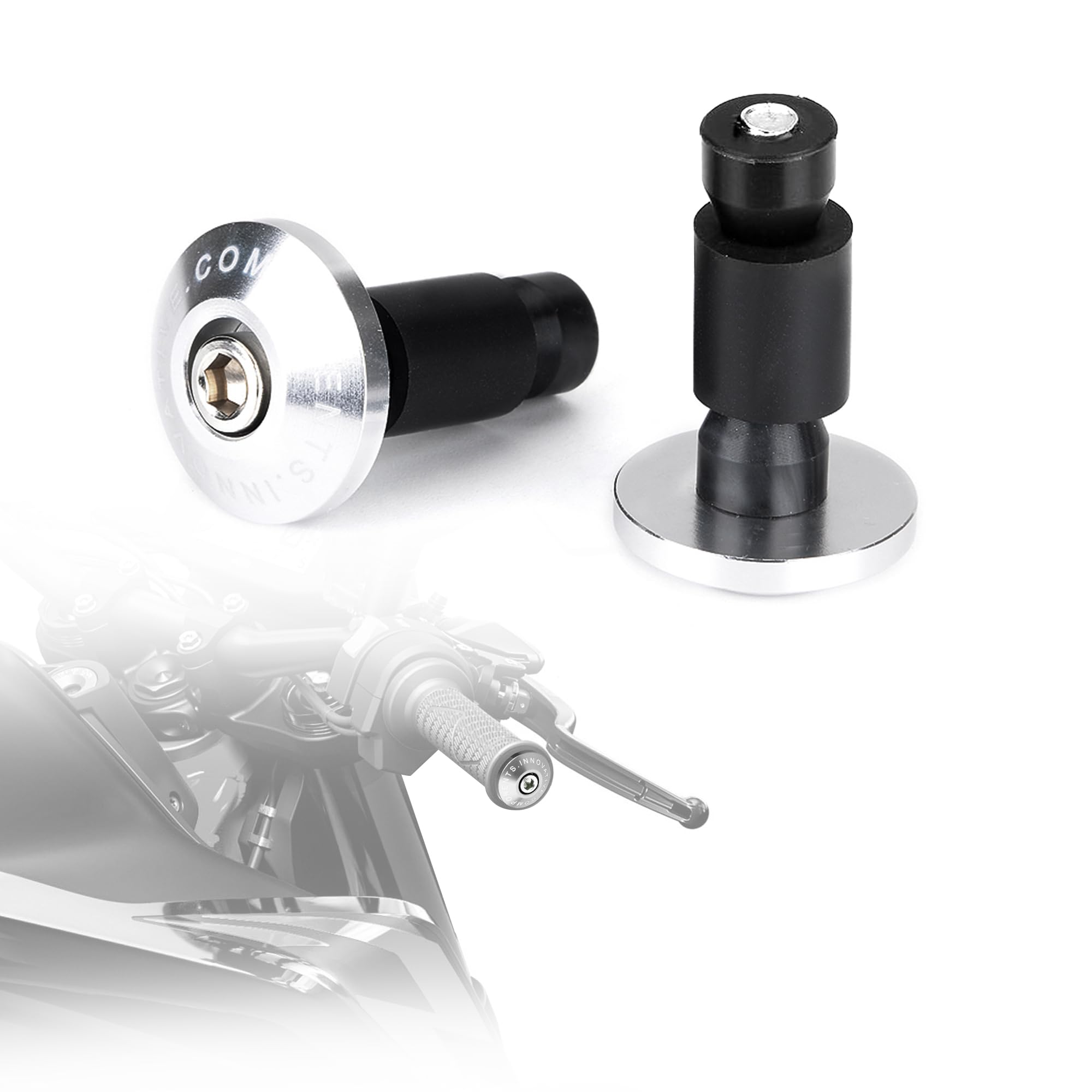 Goldfire Motorcycle 7/8'' Handle Bar End Weights Handlebar Grips Cap Anti Vibration Silder Plug Fits for Yamaha Kawasaki Dirt Bike (silver)