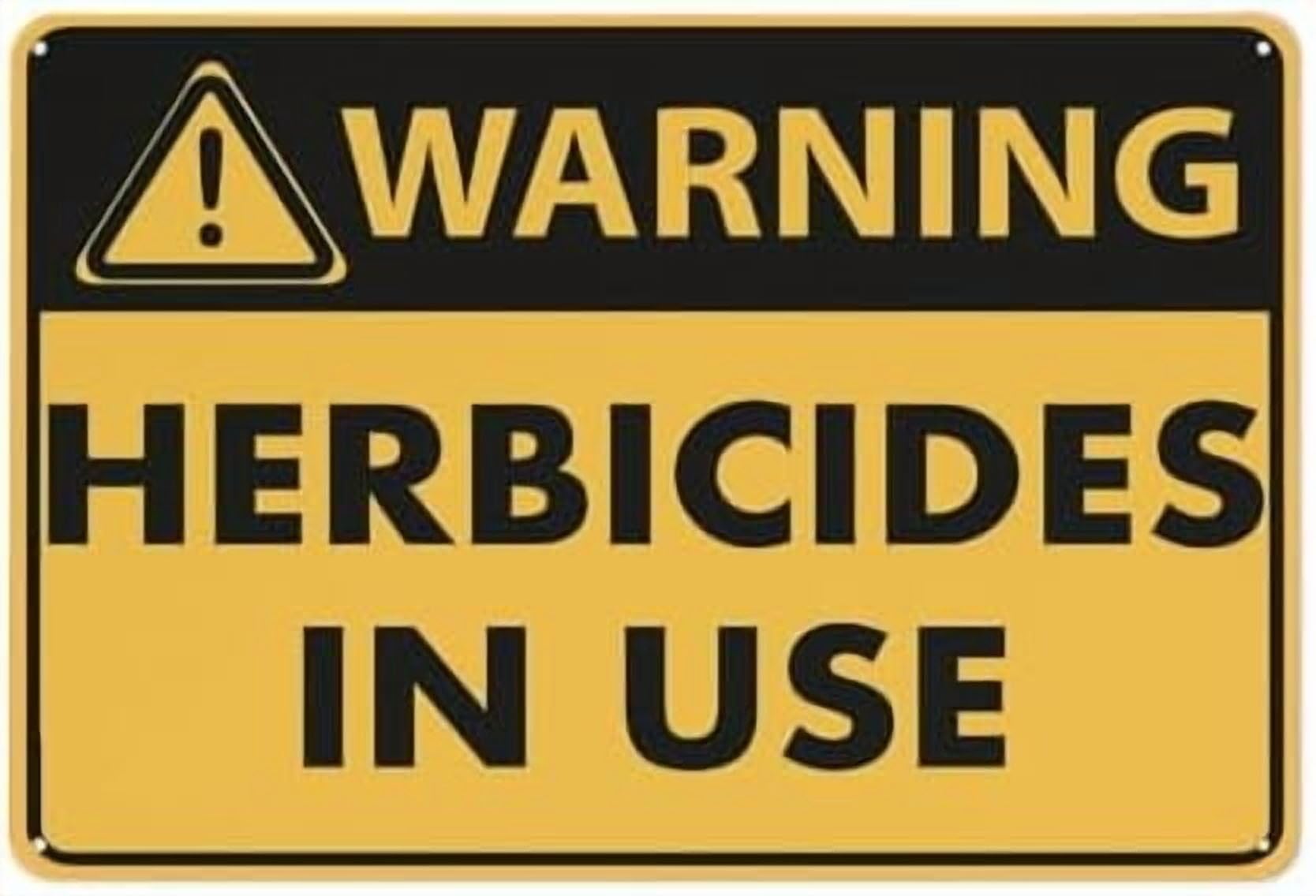 (2-Pack) Warning Metal Tin Sign Herbicides In Use Sign 12 X 8 Inch Rustproof Multicolor