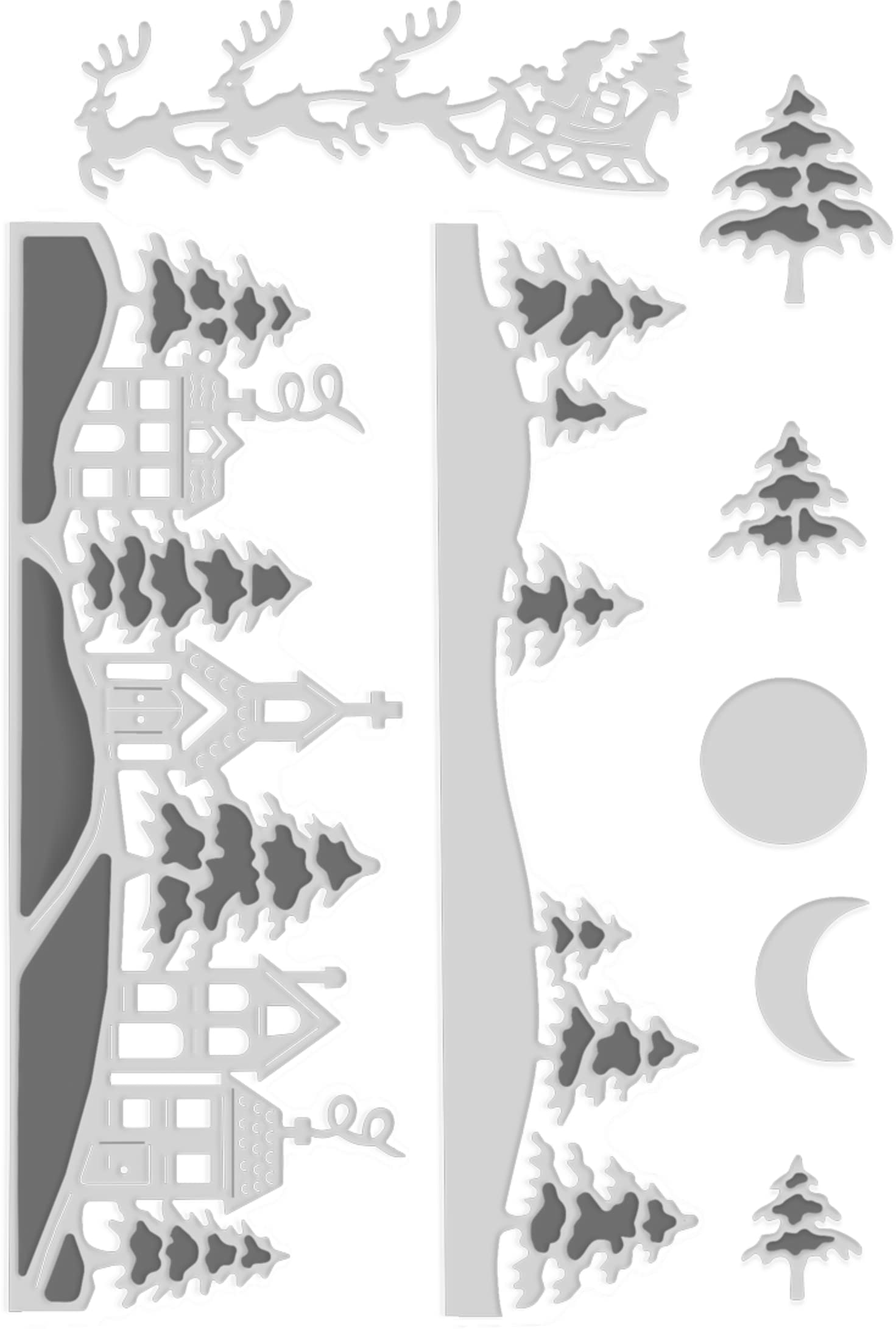 Sweet Dixie Metal Cutting Dies Snowy Christmas Village, Silver