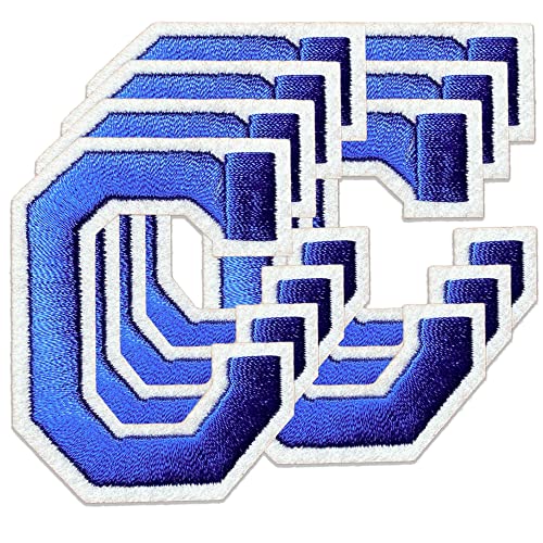 Oli and Alex Iron On Letters 2.4 inch - 7 pcs of C Blue Patches Letters for Clothing - Super Glue - No sew Needed - Embroidery Alphabet Football Team School University - Blue, C