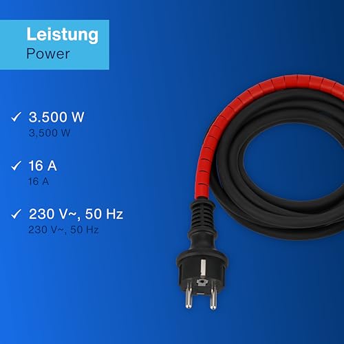 REV Verlängerungskabel 3m mit Kabelschutz - Verlängerung außen mit Schutzkontaktstecker, 16A/230V, IP44, schwarz